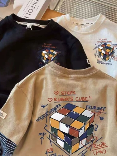 Хлопковый комплект, футболка, корейский лонгслив, осенний, детская одежда