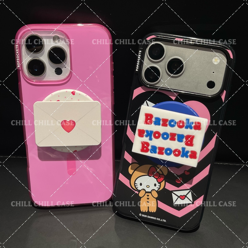 Chill^ Silicone Bubble Gum Love Letter Magnetic Phone Holder Compatible with Pps Snap-On Replacement Airbag Cap Retractable