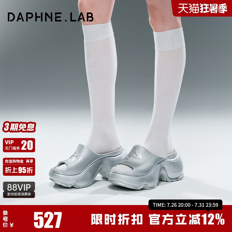 Daphnelab Lollipop Thick-Soled Slippers, Thick-Soled Height-Increasing Silver One-Piece Slippers, Can Be Worn Outside, Women's Slippers