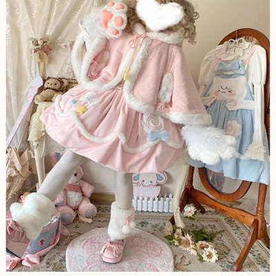 In-stock dropped cheese, little cat fish board, Lolita, cute pink cape, halter dress, shirt