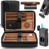 TISFA CIGAR BOX PERTABLE CIGAR Увлажняющая коробка кожаная сумка снежная сосна сумки сигар 6 кусочков коричневых подарков