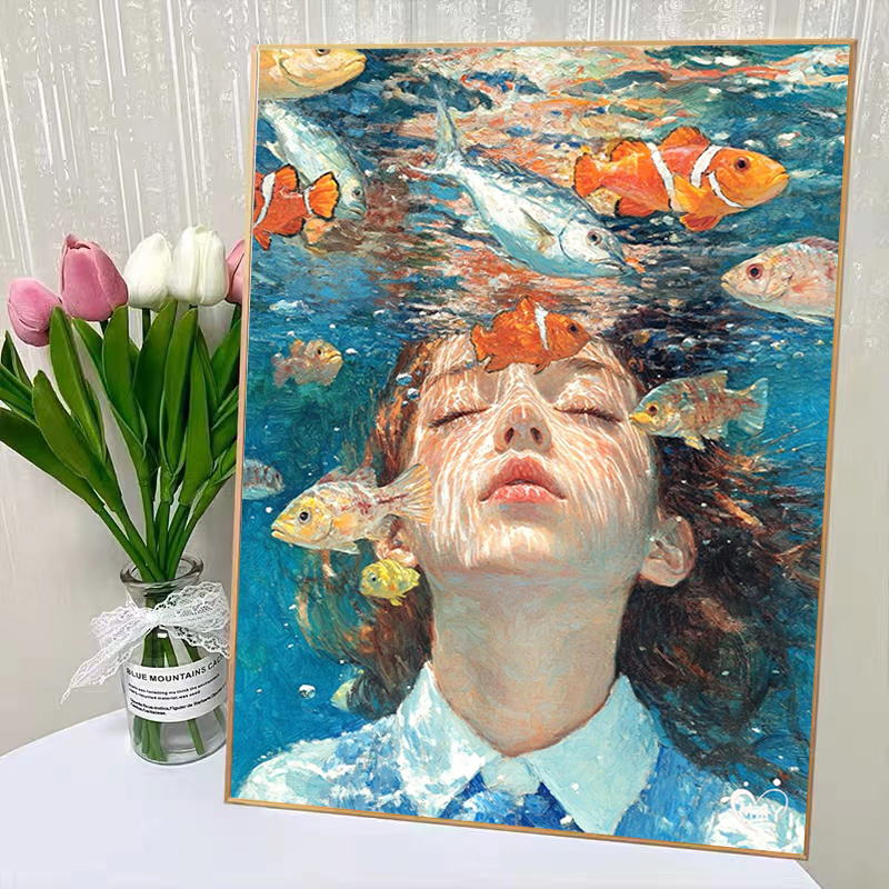 减压新宠！水中少女数字油画，让你在家也能成为艺术家🎨✨-DIY