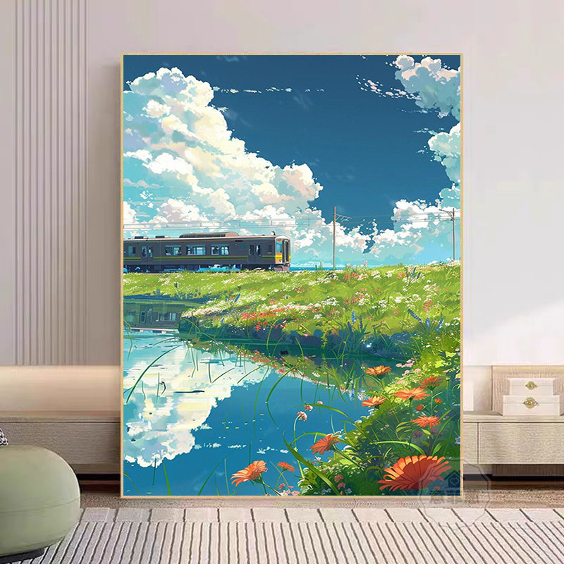 油彩画 風景画 宫崎骏的夏天！数字油画DIY太上头了！治愈系小清新风景画怎么画