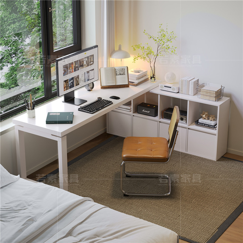 Solid Wood Corner Desk Bookcase Integrated Bookshelf L-Shaped Corner Computer Desk Bedroom Home White Chest of Drawers Dressing Table Solid Wood Corner Desk Bookcase Integrated Bookshelf L-Shaped Corner Computer Desk Bedroom Home White Chest of Drawers Dressing Table