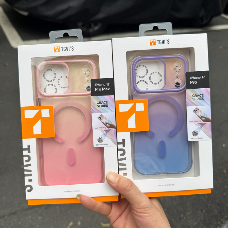 【Tgvis】Officially Licensed Aurora Magnetic Gradient Solid Color Phone Case Suitable for Apple 17 Pro Max, New iPhone 16 Pro Full-Cover Anti-Drop Protective Case, Transparent Frosted Couple Case