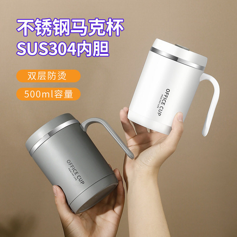Creative 316 stainless steel Mark Cup office Large capacity with cover coffee cup Double heat insulation Water Gift Cup-Taobao