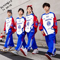 Childrens performance clothing hip-hop hip-hop trendy clothing boys loose street suits primary school sports meeting cheerleading class uniforms