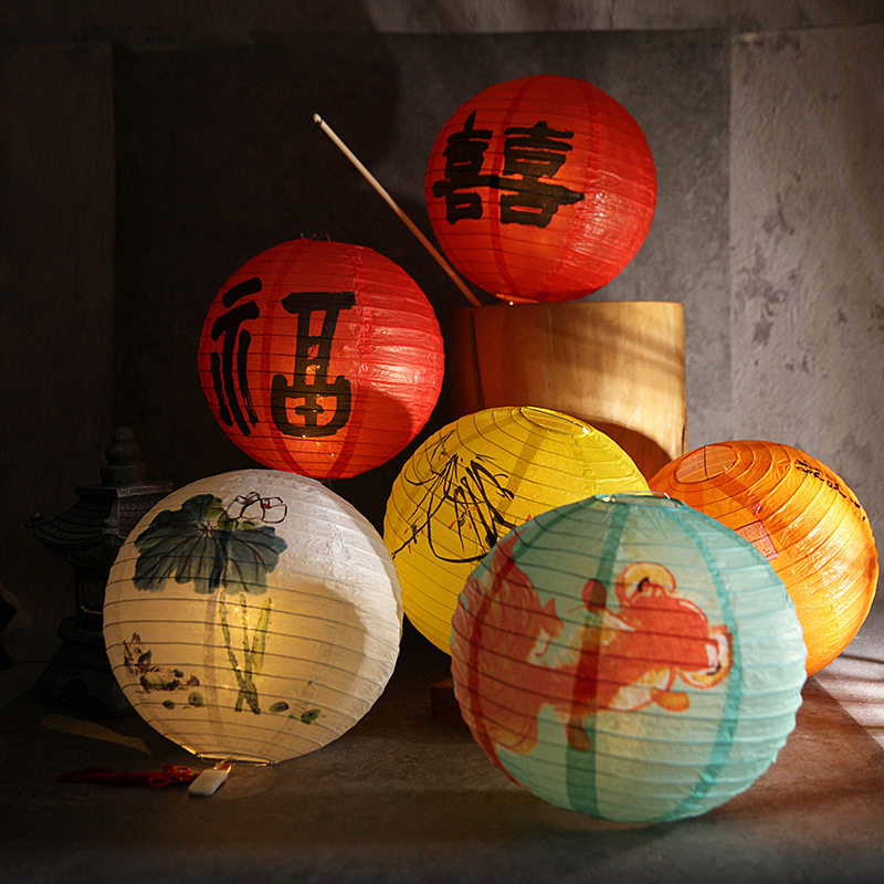 Китайский фонарик 1pc printed flower round paper lantern wedding birthday part