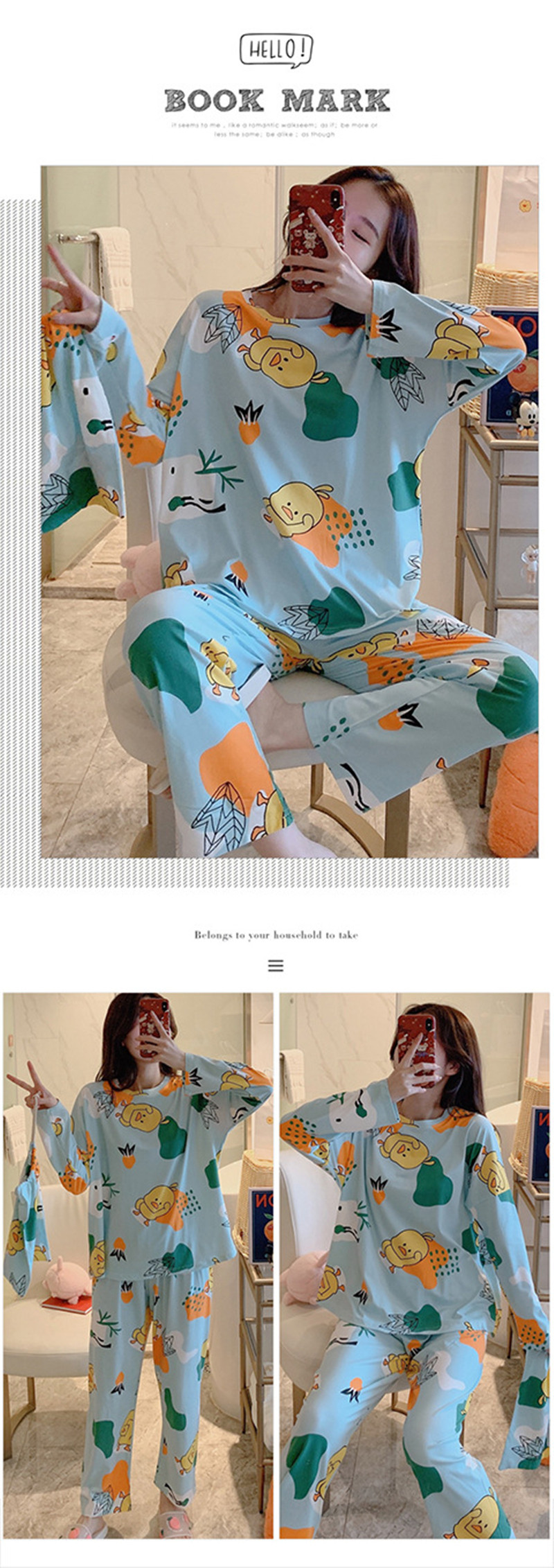 товар из китая cute cartoon long-sleeved sleepwear suit comfortable women p 37/temptation