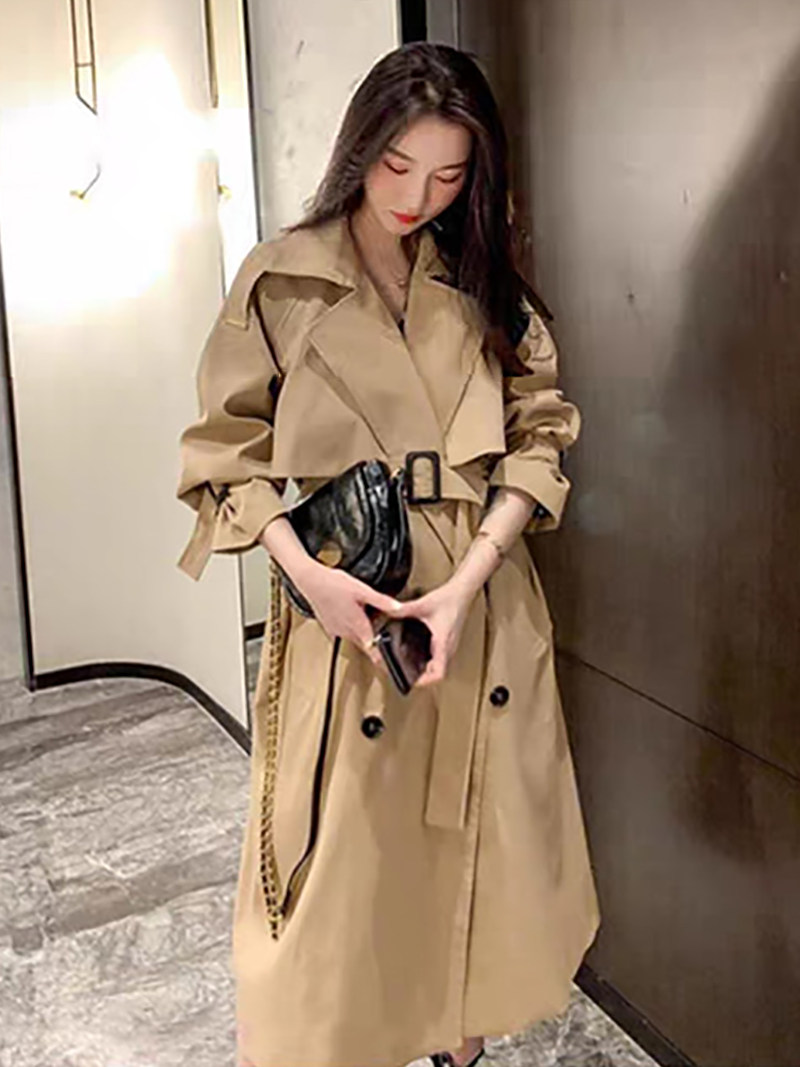 吹风机炫彩贴 turn down collar v neck double breasted nch coat women winte OTHER