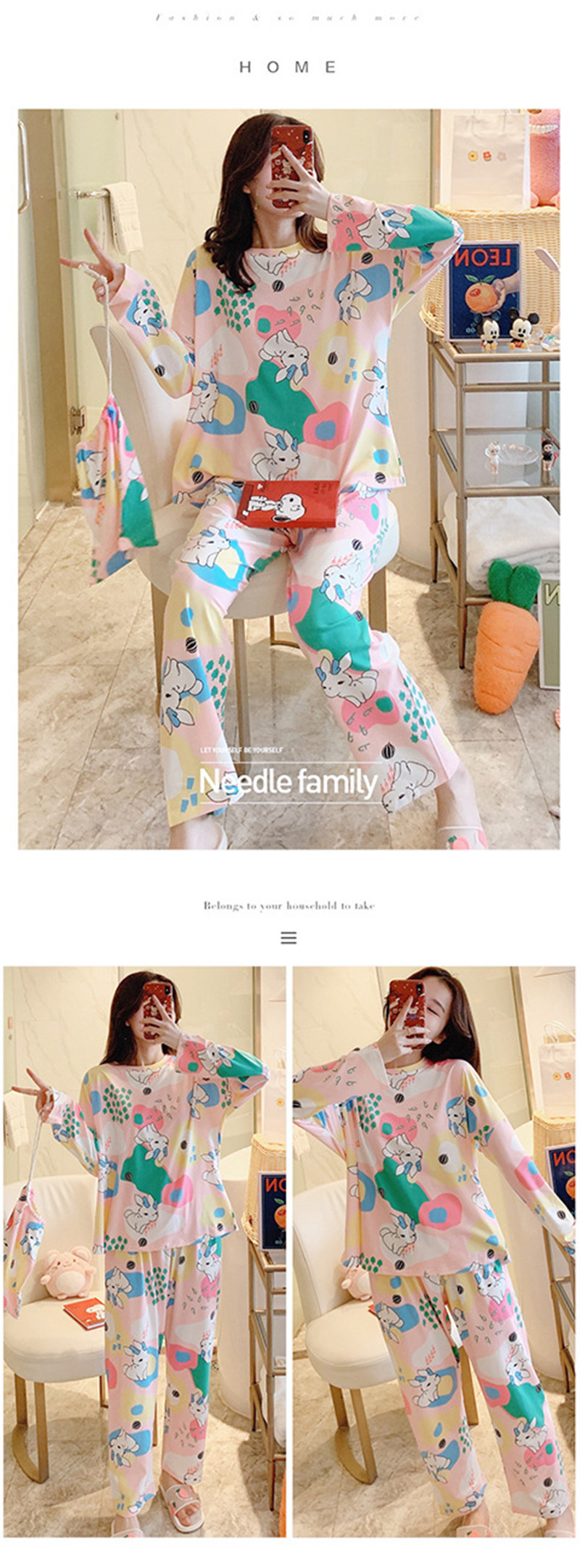 товар из китая cute cartoon long-sleeved sleepwear suit comfortable women p 37/temptation