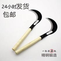 Outdoor manganese steel weeding sickle handmade agricultural garden forged cutting tree cutting scimitar stainless steel old-fashioned lawn mower knife