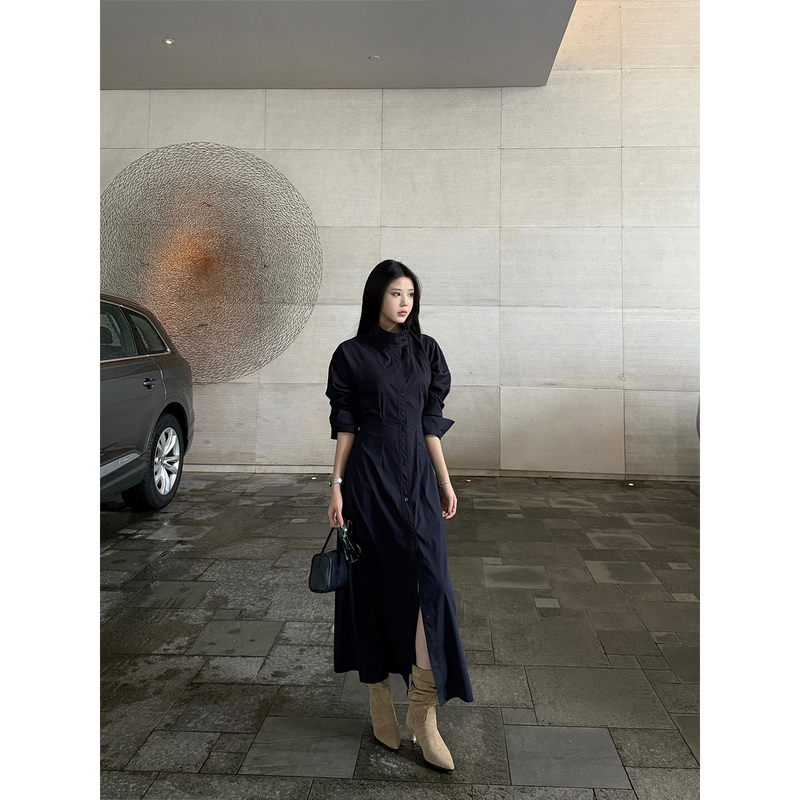 Buleng (Formerly Cchun Puree) High-End Slit Dress for Women, Autumn Style Trench Coat Long Dress Buleng (Formerly Cchun Puree) High-End Slit Dress for Women, Autumn Style Trench Coat Long Dress