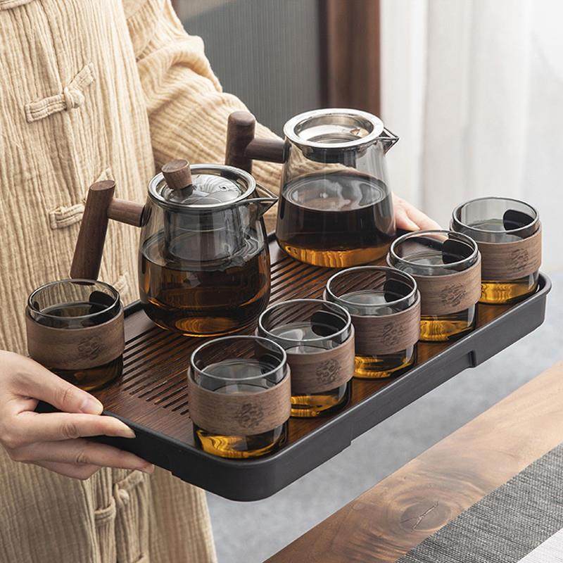 Heat-Resistant Glass Tea Set, Anti-Scalding, Light Luxury, High-End, Elegant, Household Tea Set, Office Kung Fu Tea Set Set