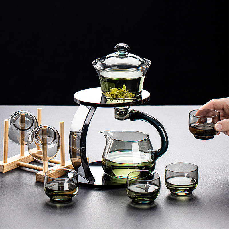 Glass Semi-Automatic Tea Set Combination for Lazy People, Household Induction Teapot, Tea Brewing Artifact, Kung Fu Tea Cup