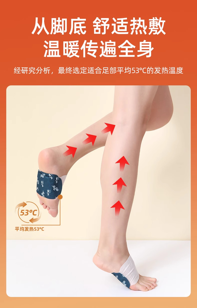 Mugwort Warm Foot Patch Self Heating Foot Warmer for Ankle and Sole 2 Pieces in use