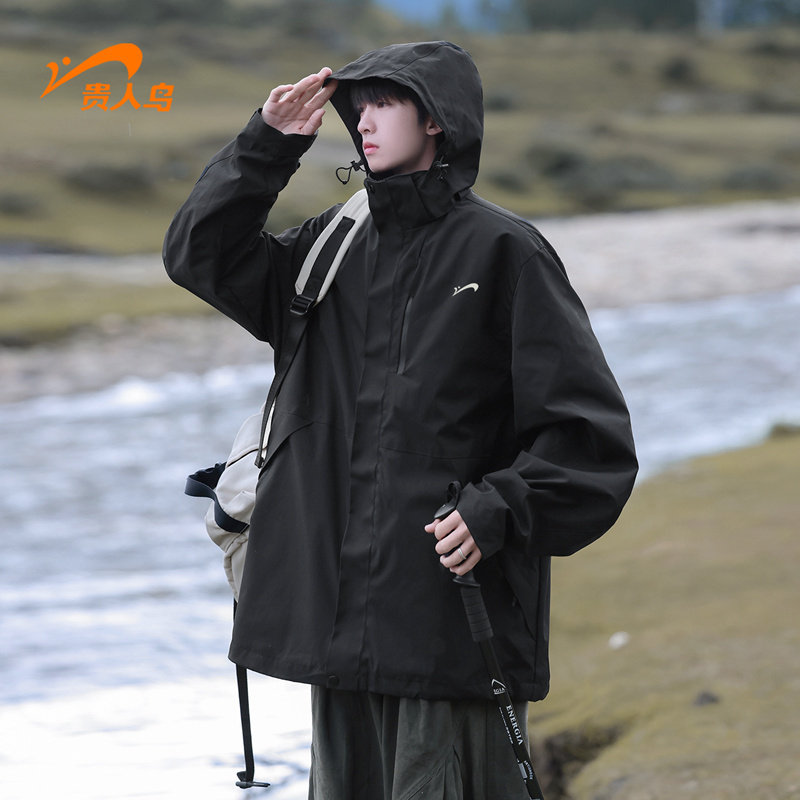 Your human bird submachine jacket male three-in-one 2023 autumn winter outdoor climbing clothes windproof and waterproof even hat jacket-Taobao