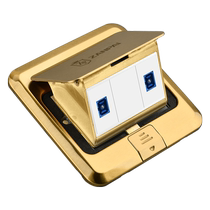 Stainless steel brushed gold pop-up ground plug dual-port LC fiber optic Category 6 network SC fiber optic network port ground socket