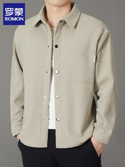 Вельветовая рубашка Romon, мужская осенне-зимняя рубашка с длинными рукавами, новая бархатная теплая рубашка дюймов, свободная повседневная рубашка-куртка для мужчин