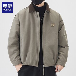 罗蒙工装羽绒服男士冬季新款宽松休闲百搭上衣加厚保暖翻领外套男