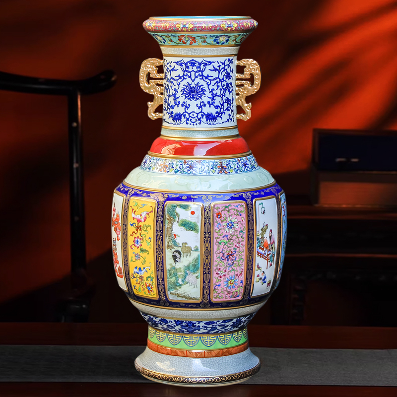 Jingdezhen Ceramics Antique Porcelain Mother Porcelain King Vase Collection Living Room Chinese-Style Home Decoration Flower Arrangement Light Luxury High-End Jingdezhen Ceramics Antique Porcelain Mother Porcelain King Vase Collection Living Room Chinese-Style Home Decoration Flower Arrangement Light Luxury High-End