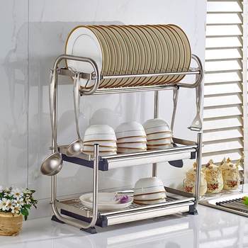 Stainless steel dish drain rack kitchen storage storage rack wall-mounted kitchen utensils knife chopsticks storage bowls and dishes rack