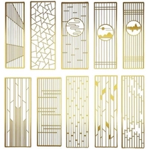 New Chinese style stainless steel screen hollow customized entrance partition modern simple titanium flower grille rose gold carving