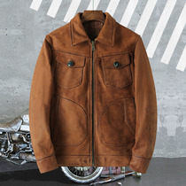 Retro Head Bull Fur Clothes Wash Mendoza American Leather Jacket Classic Leather Classic Leather Cloth Classic