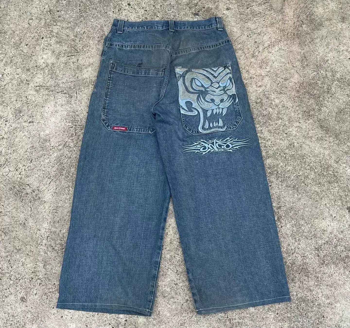 JNCO JEANS Y2K HARAJUKU хип-хоп тигр графика ретро черные