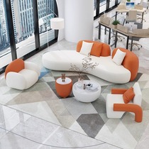 Nordic small apartment living room curved light luxury wash-free sofa beauty salon clothing store rest area reception sofa combination
