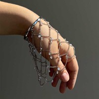 Ins explosive mesh bracelet, high-end metal chain, rhinestone bracelet, versatile bracelet, nightclub punk style