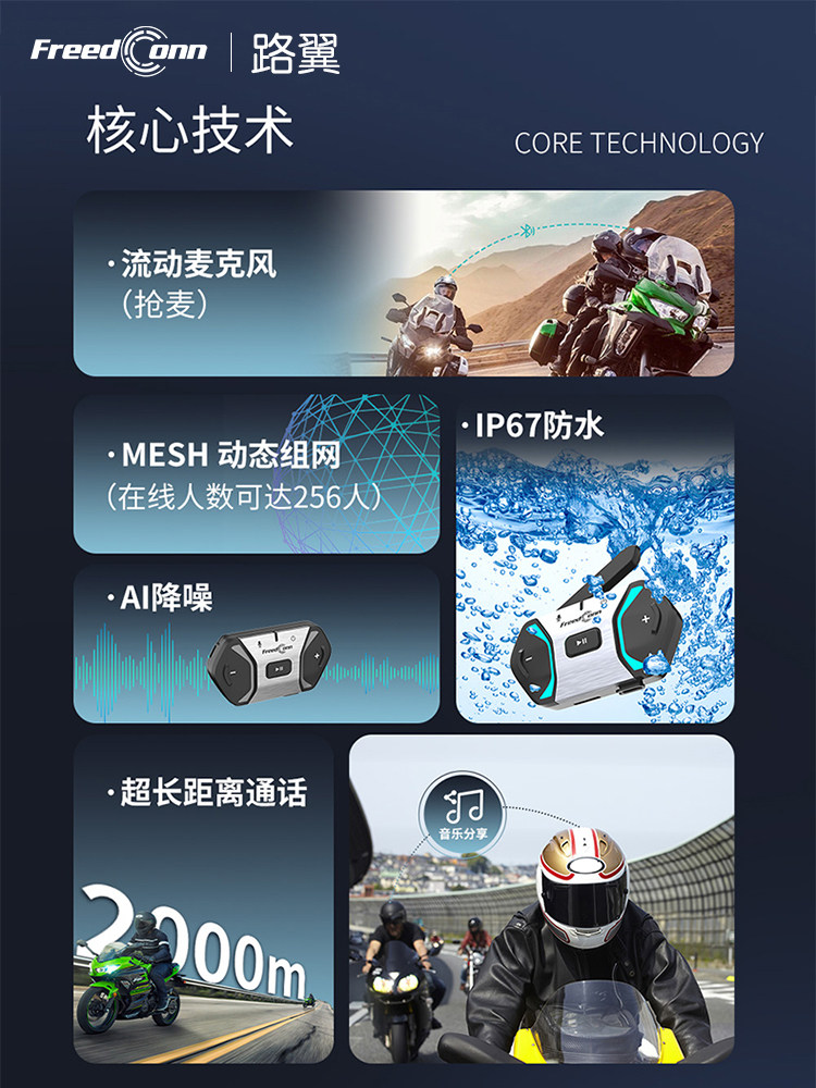 Luyi Free+ Helmet Bluetooth Headset Motorcycle Full-Face Helmet Built-In Headset for Riding and Touring Professional-Grade Intercom