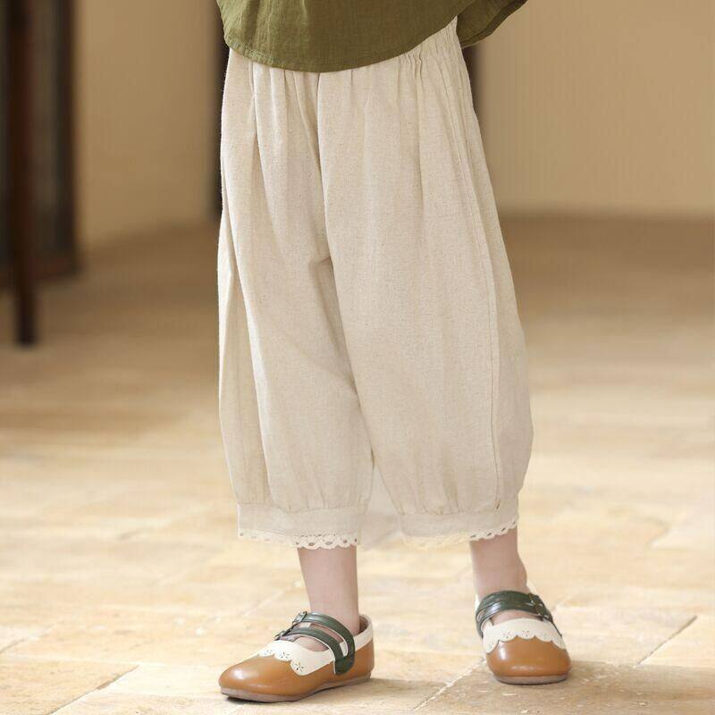 Children's Summer Thin Anti-Mosquito Pants, Girls' Loose Cotton-Linen Cropped Pants, Versatile Baby Summer Pants Trendy — 1