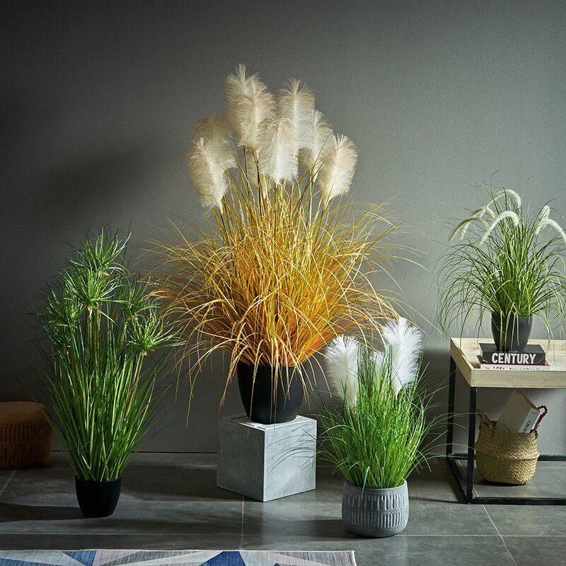Nordic Emulation Plant Reeds Net Red Living Room Green Plant Creative Minimalist Pendulum Interior Decoration Fake Flowers Dog Tail Grass-Taobao