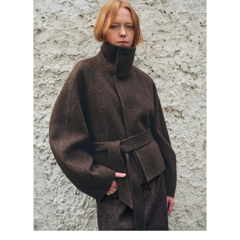 100% Sheep Wool "Navigator" Short Stand-Up Collar Double-Sided Wool Coat for Women, 2026 Autumn and Winter, High-End Feel