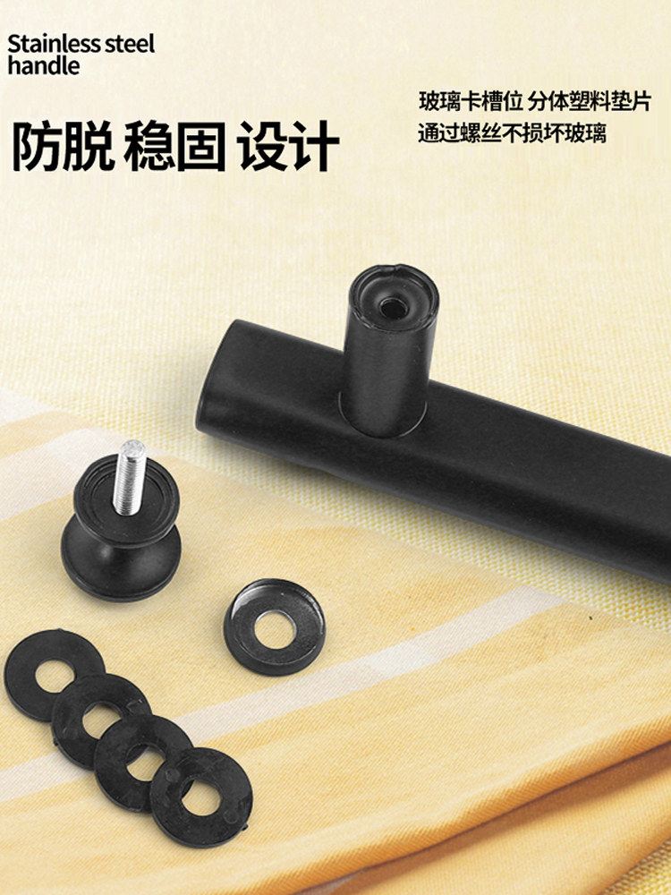 Shower Room Bathroom Glass Door Handle 304 Stainless Steel Bathroom Handle Glass Door Matte Black Sliding Door Handle