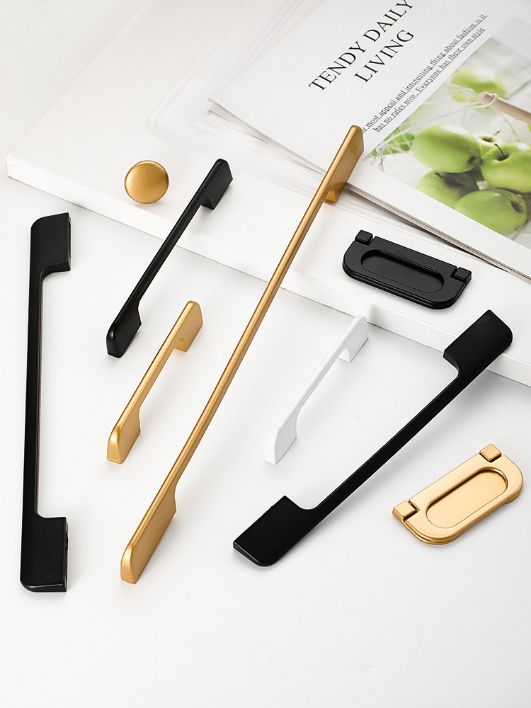 American-Style Black Extended Cabinet Door Handle, Modern Minimalist Drawer Cabinet Extra-Long Wardrobe Door Handle, Aluminum Alloy 1.0m