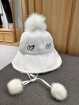 2023 new autumn and winter golf hat womens ear protection warm fisherman hat sling fur ball golf winter hat