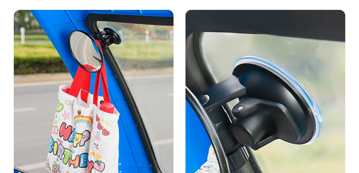 Suction Cup Electric Tricycle Rearview Mirror, Large Field of View, Convex Reversing Mirror, Reflector, Round Auxiliary Mirror, Universal for Four Wheels