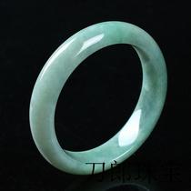 Jade color jade bracelet Myanmar Laokeng Yang green monochrome floating flower bracelet womens jade bracelet processing jade belt gift