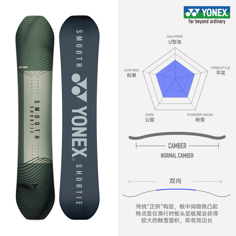 YONEX Молодежный высокопроизводительный сноуборд Yonex SMOOTH SHORTIE из шпона для катания на лыжах повышенной проходимости Изображение 1