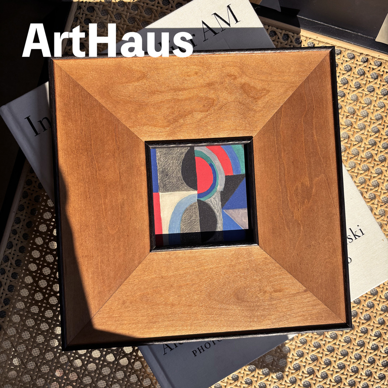 Arthaus Vintage Contrasting Color Geometric Art Sandblasted Decorative Painting Bauhaus High-End Textured Wide-Edge Solid Wood Frame
