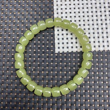 Hotan jade clear water round bead bracelet women's natural blue and white jade bracelet retro high-end lake green beaded bracelet