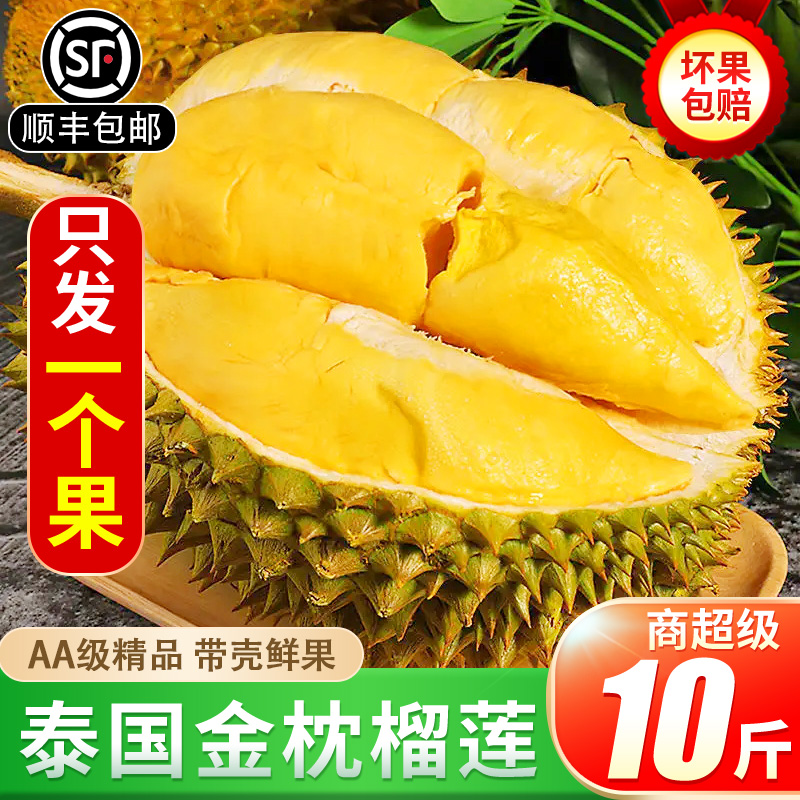 Authentic Thai gold pillow durian Shunfeng Fresh fruit 10 catties when season one whole with shell palm small durian-Taobao