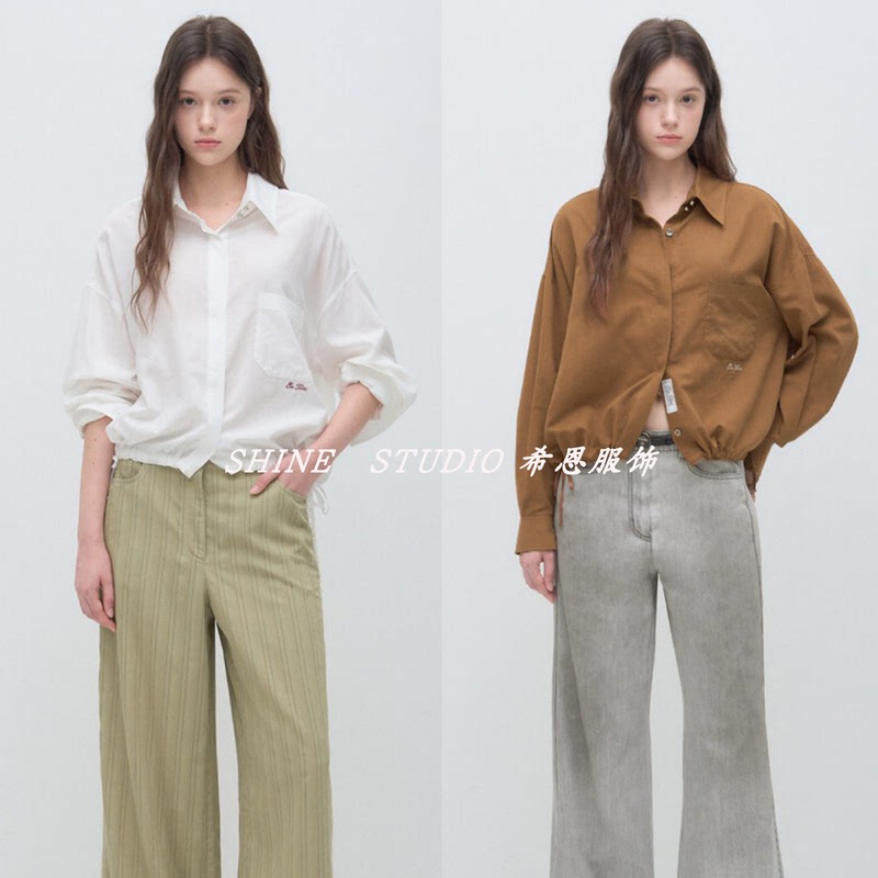 Korean Style O-Ko~ Lace-Up Gathered Hem Loose Batwing Shirt Jacket Thin Top for Women Wsh062W