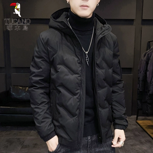 Мужской пуховик с пухом, удерживающая тепло мужская куртка с капюшоном, 2024 года