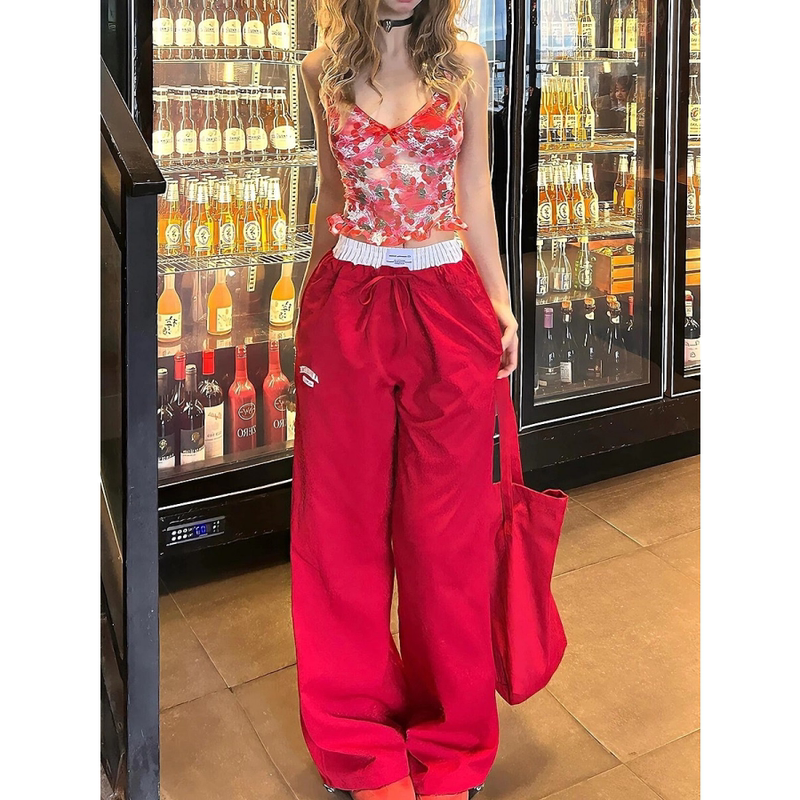 British Dhwa American-Style Spicy Girl Sports Cargo Pants for Women, Spring/Summer 2026 New Loose Drape Casual Wide-Leg Pants