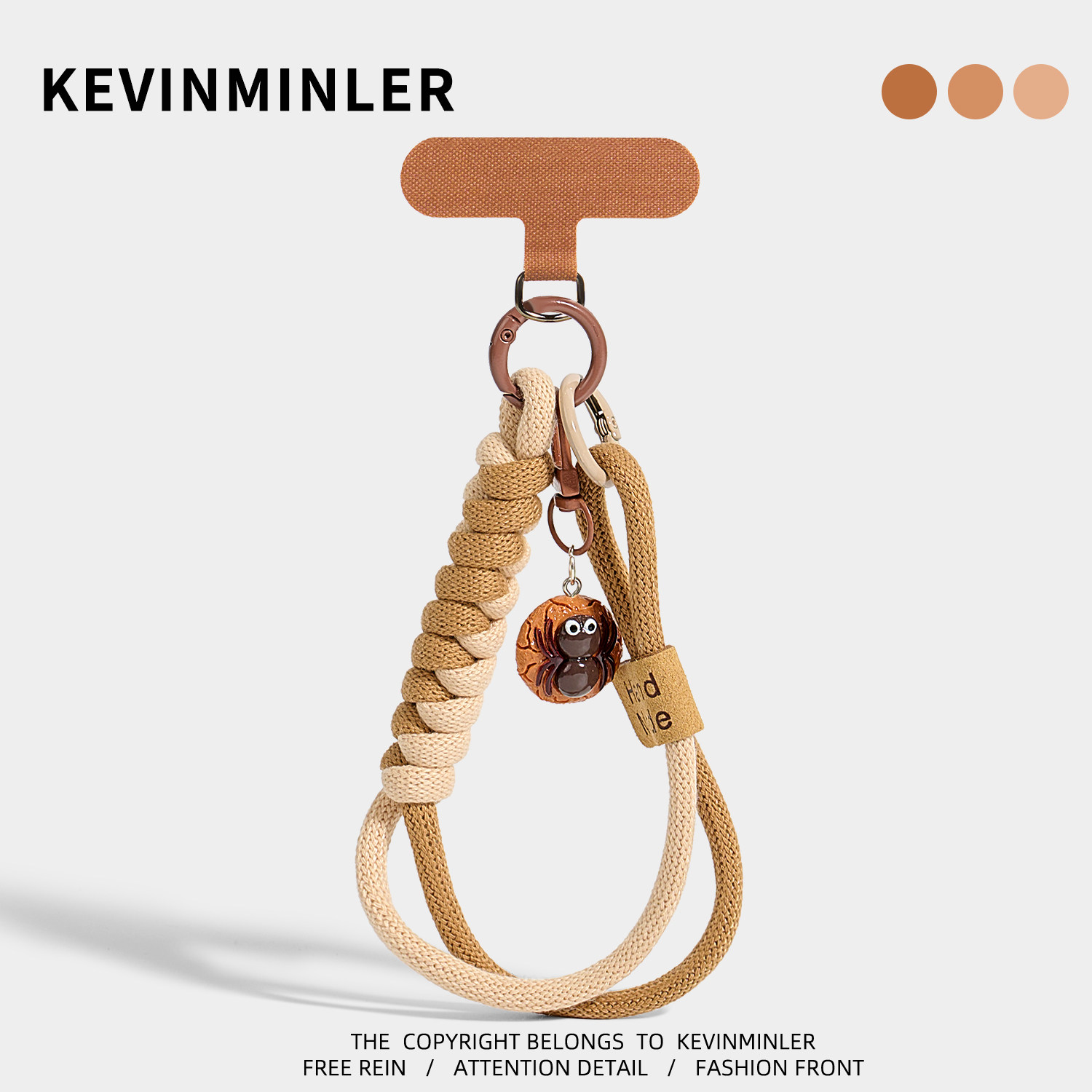 KEVINMINLER Original Brown Spider Monster Phone Strap Bag Charm Keychain Halloween Gift