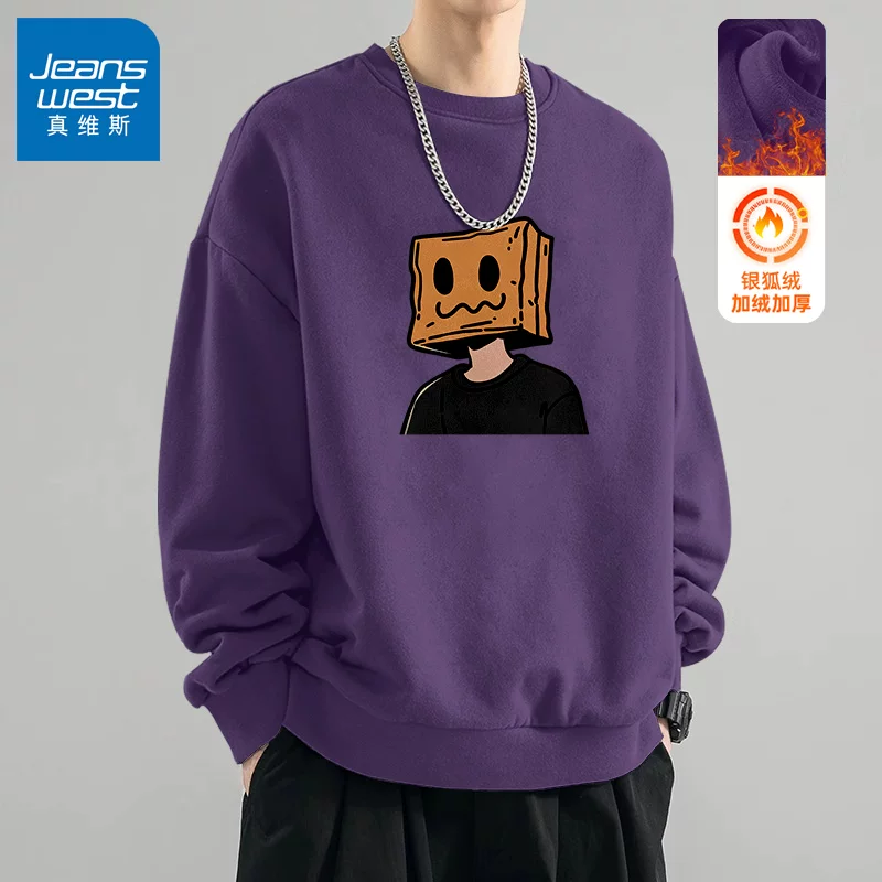 Осенняя толстовка, тонкий ретро long-sleeve, американский стиль, оверсайз