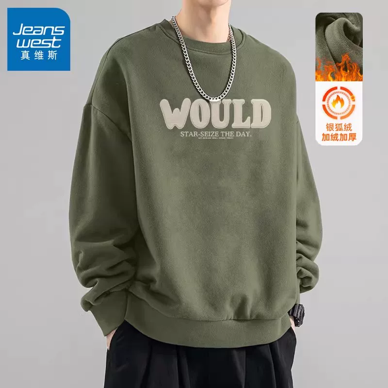 Осенняя толстовка, тонкий ретро long-sleeve, американский стиль, оверсайз
